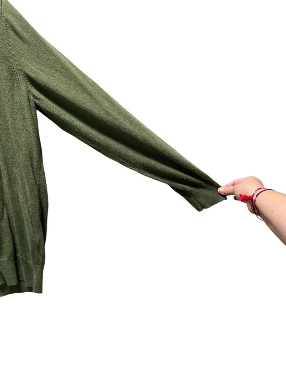L.L. Bean Mens Vintage V Neck Sweater Green Size L Y2K Cashmere Blend Preppy